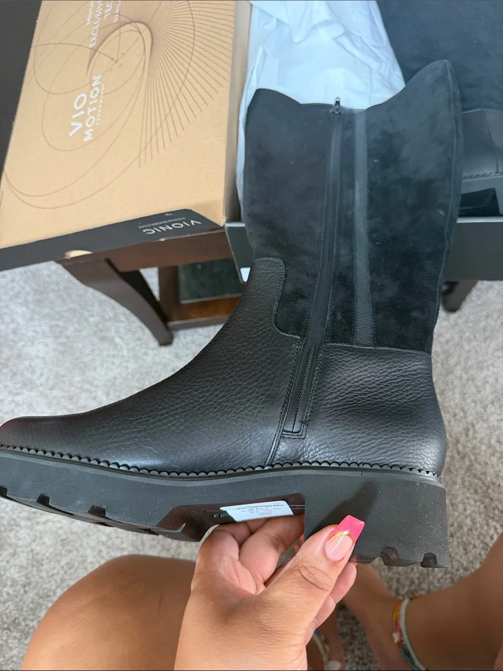 Vionic Black Leather and Suede Over-the-Knee Boots